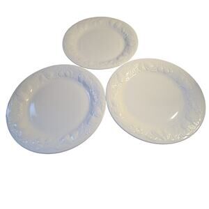 Tabletops Unlimited Nature White Dinner Plates Raised Fruit Designs Set of 3